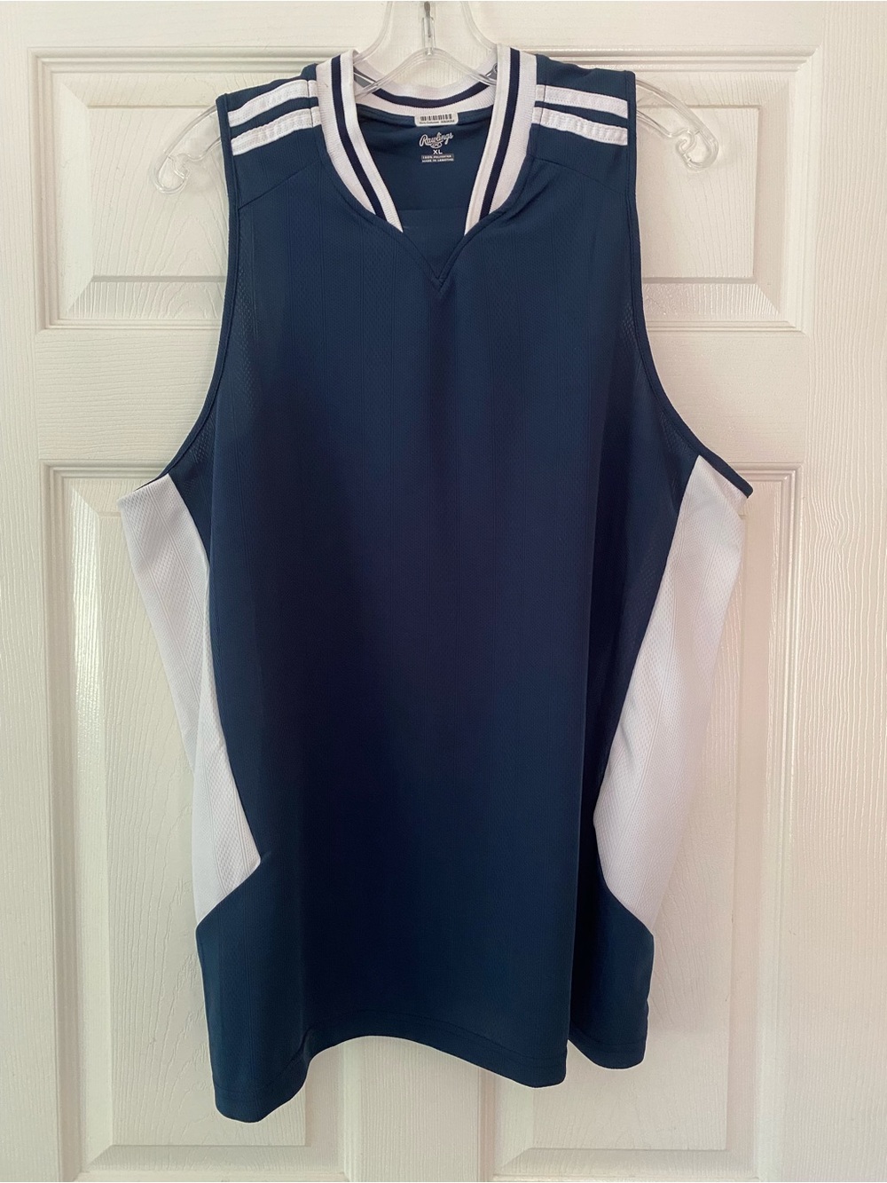 Rawlings Blue White Athletic Jersey Tank Top Basketball Softball Sport - Sz XL